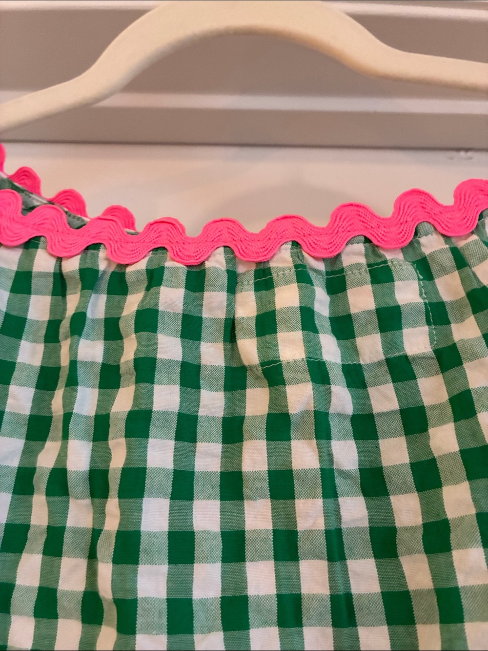 Sundress Paris Gingham Poncho Dress Pink Ric Rac Scalloped Hem Preppy Boho OS - Picture 8 of 8